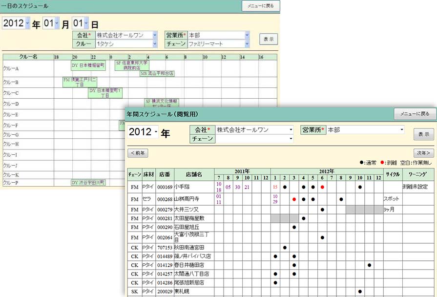 年間作業スケジュール　1日の作業スケジュール